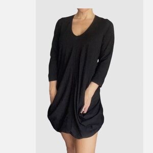 Anne Fontaine US Size 12 Black Norina Bubble Hem Draped Dress